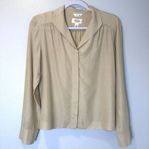 Vintage Talbots Women's Size 10 Blouse Pure Silk Champagne Gold Long Sleeve